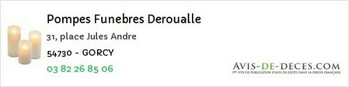 Avis de décès - Jœuf - Pompes Funebres Deroualle
