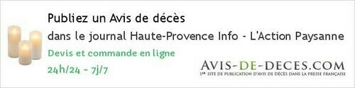 Avis de deces Haute-Provence Info - L'Action Paysanne Avis de deces Haute-Provence Info - L'Action Paysanne