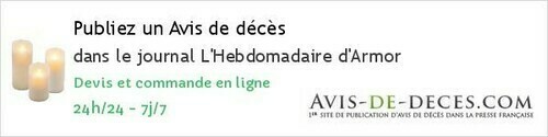 Avis de deces L'Hebdomadaire d'Armor Avis de deces L'Hebdomadaire d'Armor