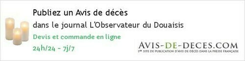 Avis de deces L'Observateur du Douaisis Avis de deces L'Observateur du Douaisis