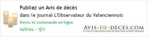 Avis de deces L'Observateur du Valenciennois Avis de deces L'Observateur du Valenciennois