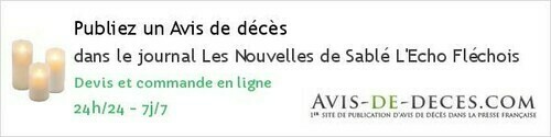 Avis de deces Les Nouvelles de Sablé L'Echo Fléchois Avis de deces Les Nouvelles de Sablé L'Echo Fléchois